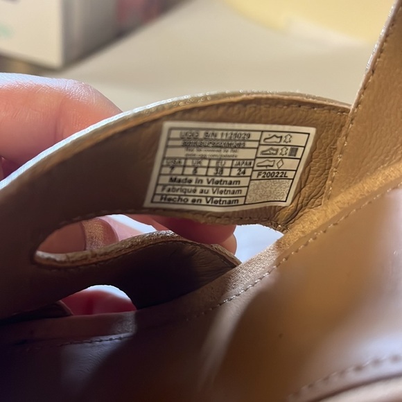 Ugg ankle strap wedges with metallic leather straps and raffia espadrille wedge - Picture 7 of 11